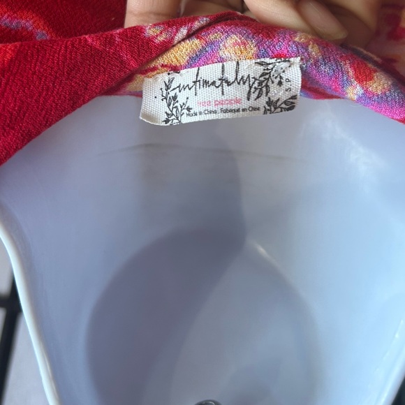 Free People Forties Feels Bodysuit Size Large Floral Red Bell Sleeve Lace Boho - Picture 9 of 9